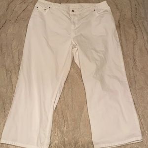 Lands End Crisp White Cropped Pants, 18 Reg